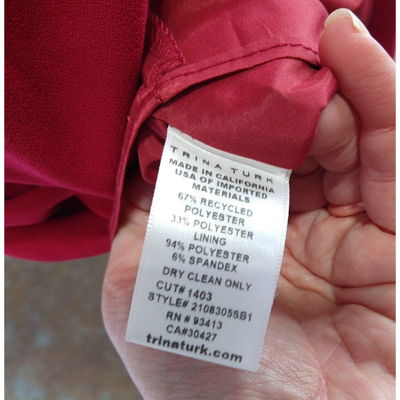 Trina Turk Zest Dress Size 4 NWT Sangria Red Batwing Shirred Skirt Surplice - Picture 10 of 12